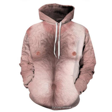 Cuerpo desnudo con pelos sudadera con capucha de impresión 3D